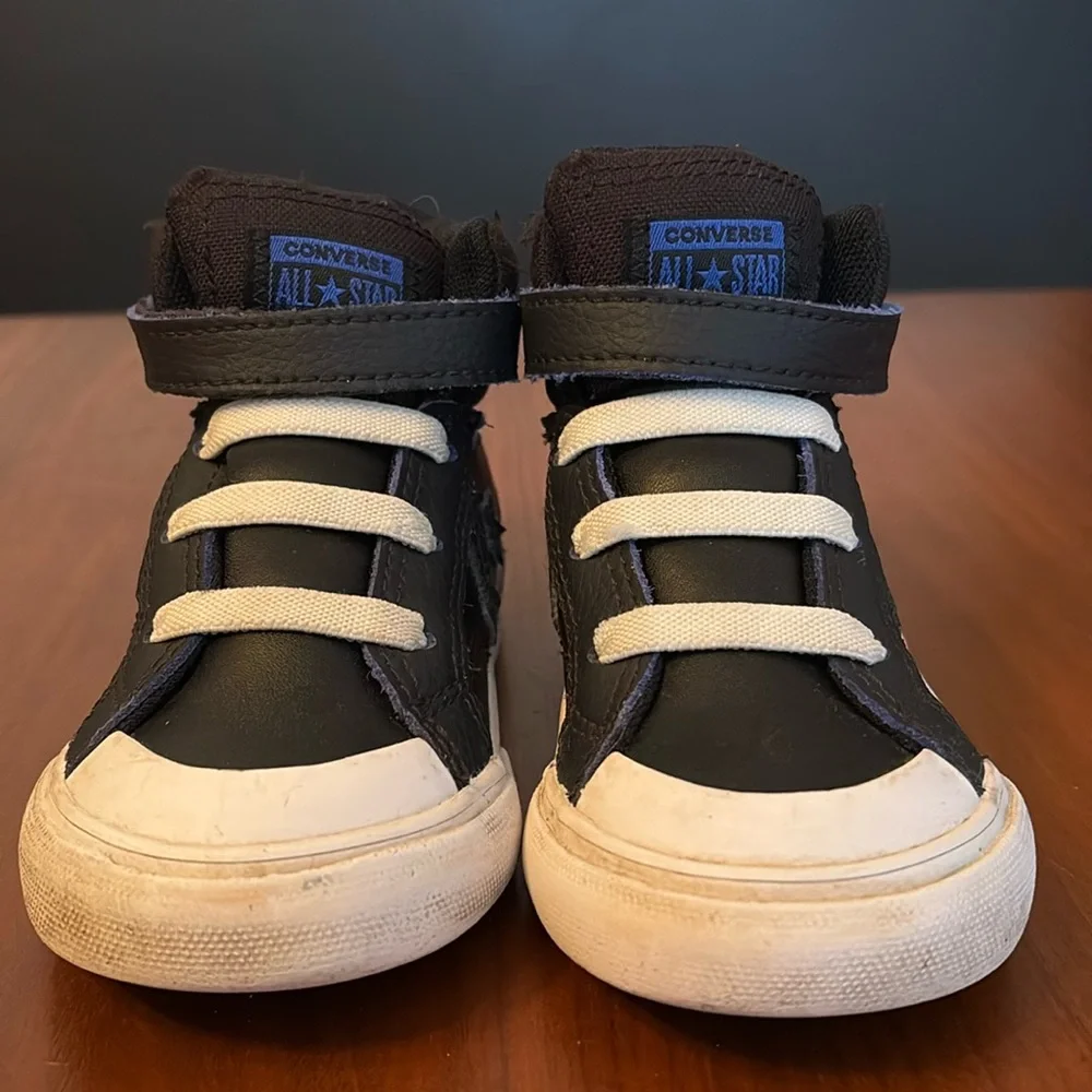 Converse Pro Blaze Strap HI Toddlers Shoes Black/White/Blue, size 7